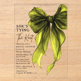 Green Bow She's Tying The Knot Bridal Shower Acryleinladungen