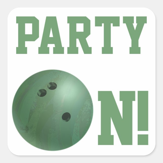 Green Bowling Ball Party auf Aufkleber (Vorderseite)