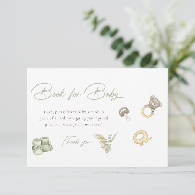 Green Boy Baby Duschbücher für Babykarten Einladung (Stehend Vorderseite)