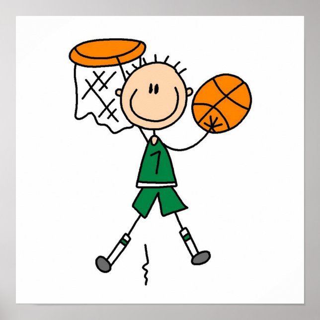 Green Boy Basketball T - Shirt und Geschenke Poster (Vorne)