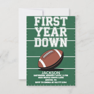 Green Boy's Football First Year Down 1st Birthday  Einladung