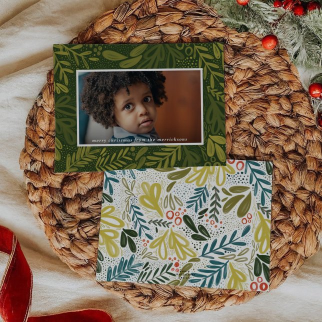 Green Bramble | Botanisches Foto Feiertagskarte (Green Bramble | Festive Botanical Photo Holiday Card)