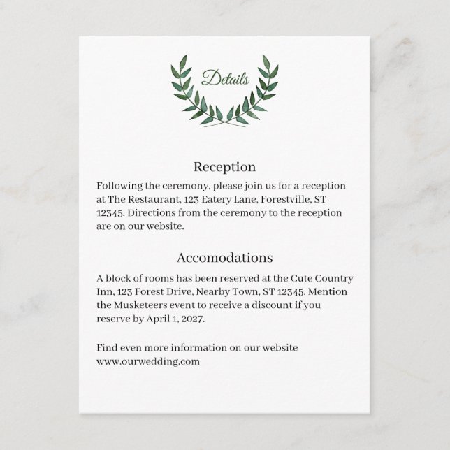 Green Branches Detail Card Begleitkarte (Vorderseite)