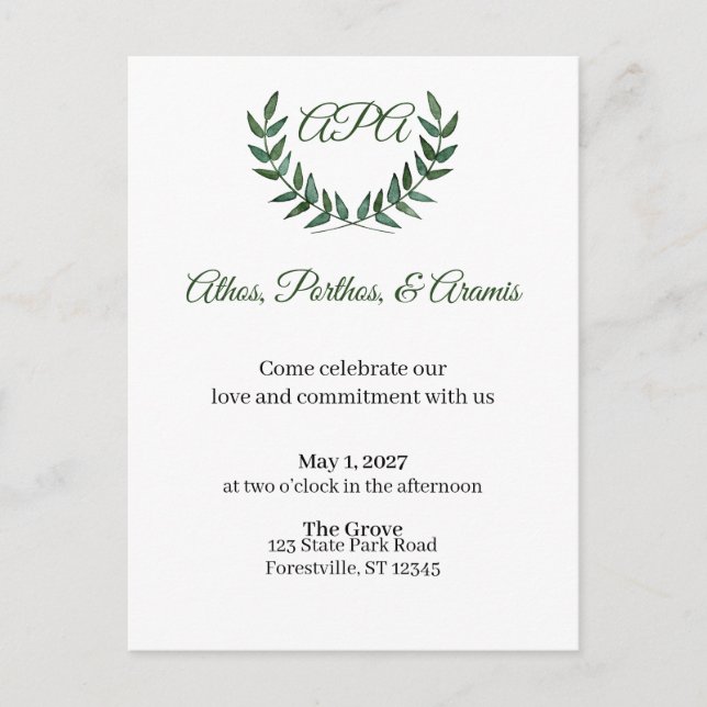Green Branches Invitation (Devant)