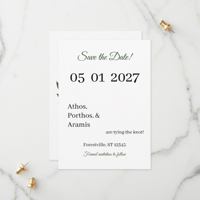 Green Branches Save the Date (Devant/Arrière en situation)