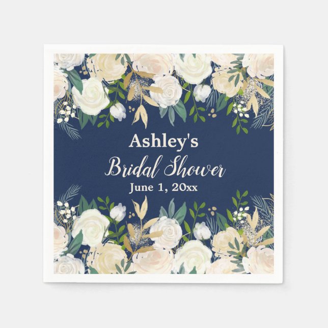 Green Brautparty Navy Blue Engagement Party Serviette (Vorderseite)