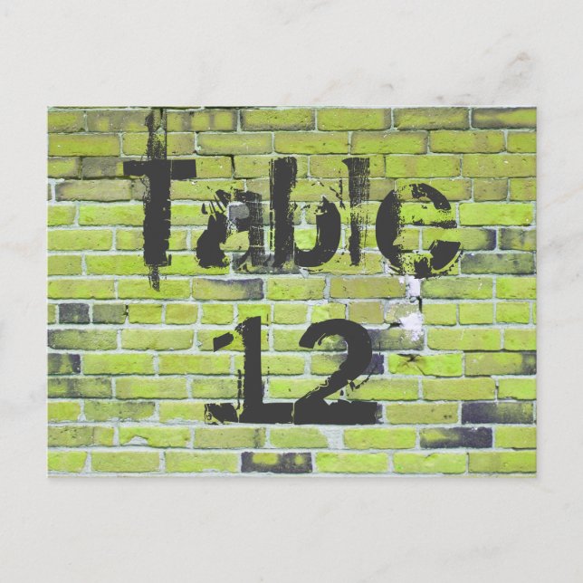 Green Brick Graffiti Empfang Tischnummern (Vorderseite)