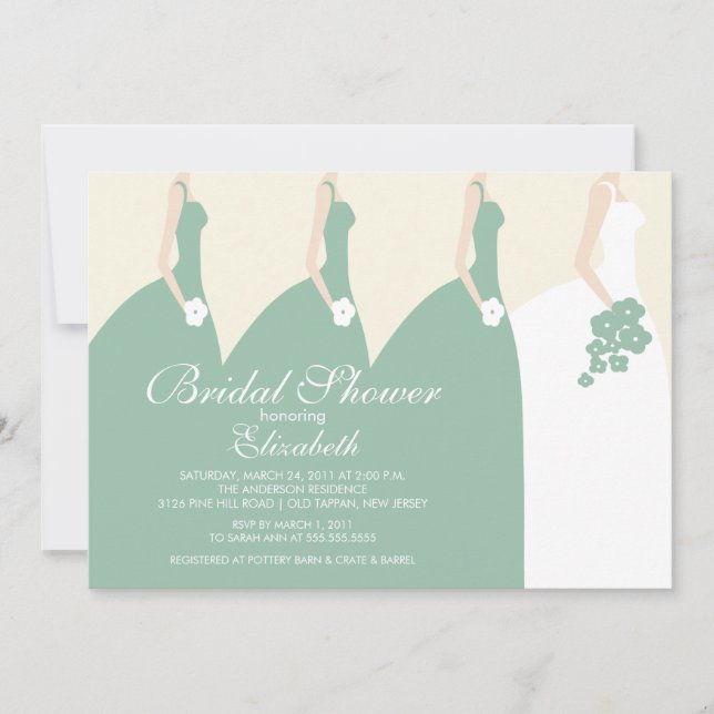 Green Bride Bridesmaids Bridal Dusche Einladung (Vorderseite)
