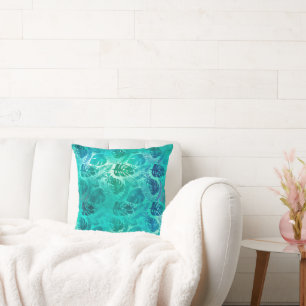 GREEN BRIGHT TROPICAL PALM PILLOW KISSEN