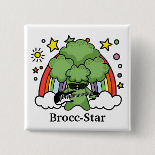 Green Broccoli Brocc, Rock Star Button