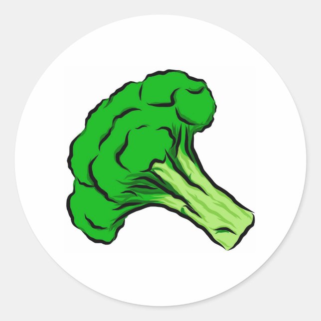 Green Broccoli Floret Zeichnend Kunst Gemüse Liebe Runder Aufkleber (Vorderseite)