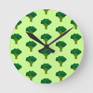 Green Broccoli Vegetable Healthy Eating Veggie Runde Wanduhr