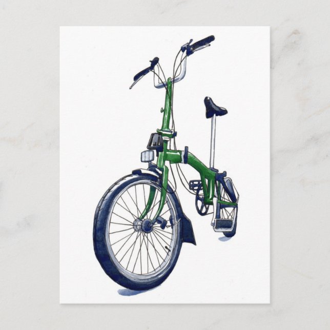 Green Brompton Fahrrad Postkarte (Vorderseite)