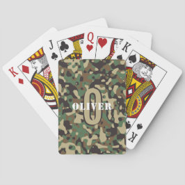 Green Brown Beige Camo Camouflage Monogram Name Spielkarten
