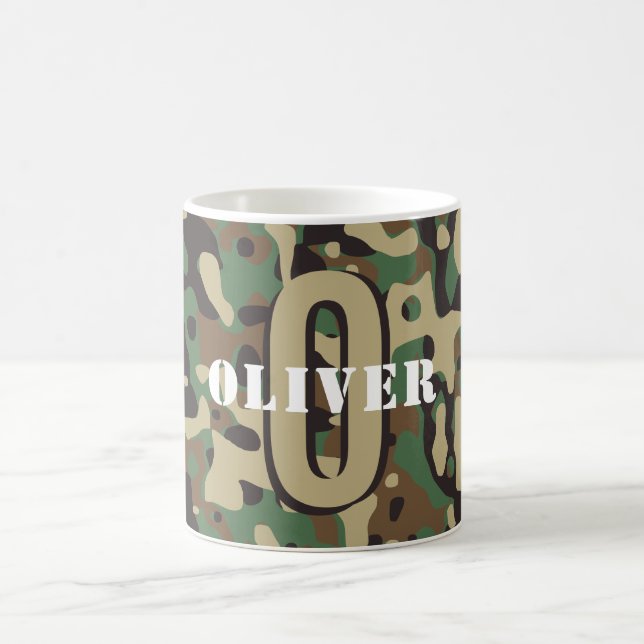 Green Brown Beige Camouflage Camouflage Monogram N Kaffeetasse (Mittel)