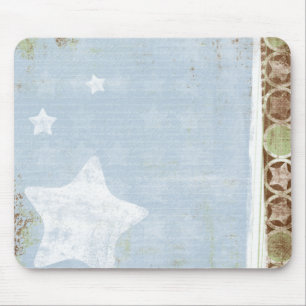 Green Brown Blue White Stars Mousepad Mouse Pad