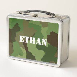 Green Brown Camouflage White Name im militärische Metall Brotdose