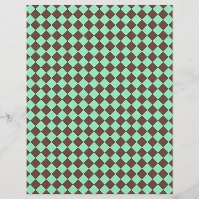 Green Brown Diamond Schachbrett Muster Briefbogen (Vorderseite)