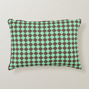 Green Brown Diamond Schachbrett Muster Dekokissen