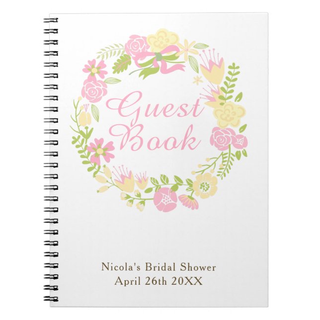 Green & Brown Floral Wreath Bridal Shower  Notizblock (Vorderseite)