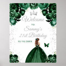 Green Brown Hair Princess Geburtstag Willkommen Poster