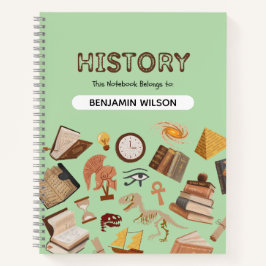 Green Brown History Spiral Notebook - Anpassbar Notizbuch