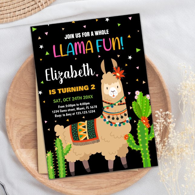 Green Brown Llama Fun Llama Einladung zum Geburtst (Green Brown Llama Fun Llama Birthday Invitations)