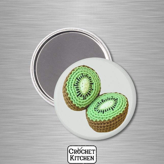 Green Brown Minimalistisch Oma Frucht Crochet Kiwi Magnet (Von Creator hochgeladen)