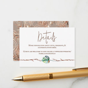 Green Brown Monstera Leaf Hinweiskarte