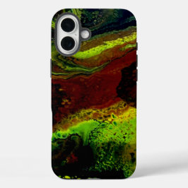Green Brown pouring colour iPhone 16 Plus Hülle