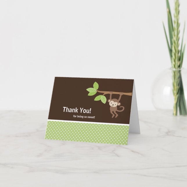 Green & Brown Safari-Affe Vielen Dank Note Card Dankeskarte (Vorderseite)