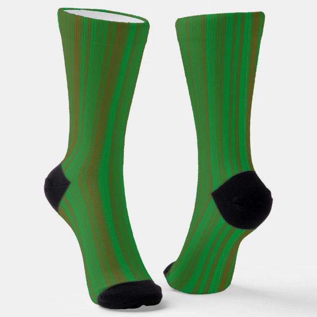 Green Brown Stripes Seamless Pattern Socken (Gewinkelt)