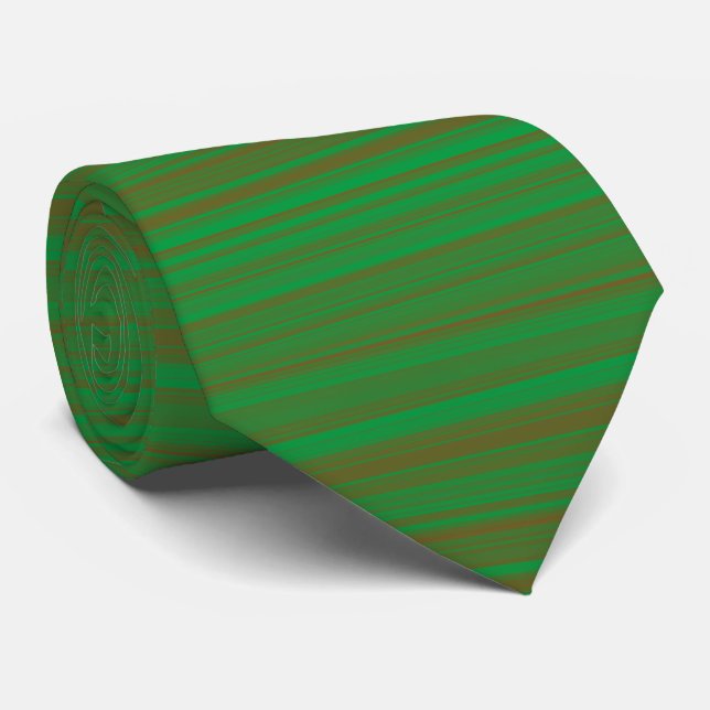 Green Brown Striping Muster Neck Tie Krawatte (Gerollt)