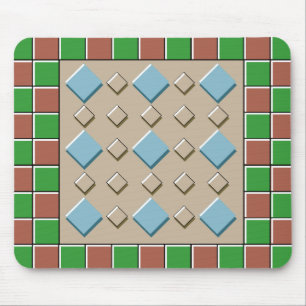 Green & Brown Tiles-Muster Mousepad