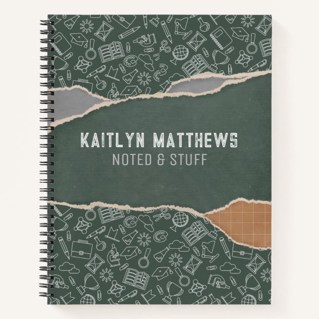 Green Brown Torrent Paper School Personalisiert Notizbuch (Vorderseite)