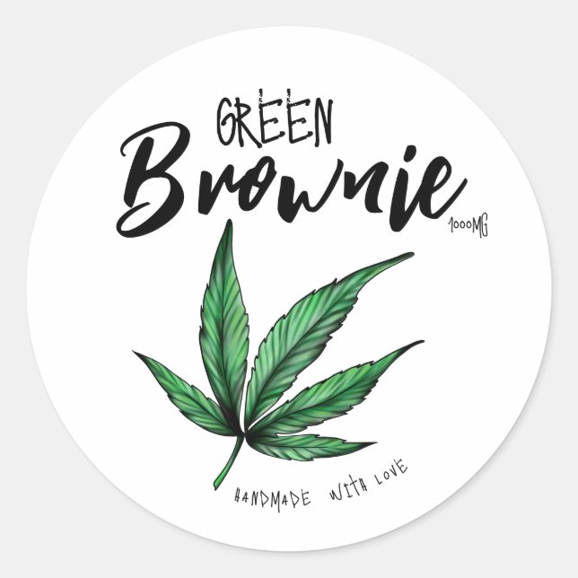Green Brownie Edibles Label Runder Aufkleber (Vorderseite)
