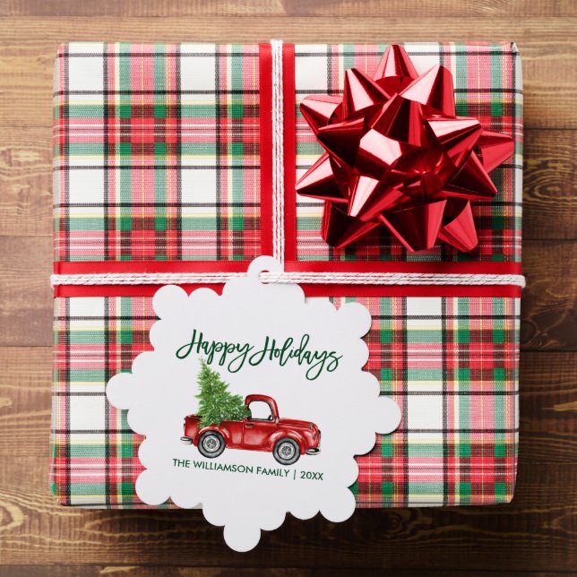 Green Brush Script Watercolor Truck Holiday Ornament Karte (Insitu (Geschenk))