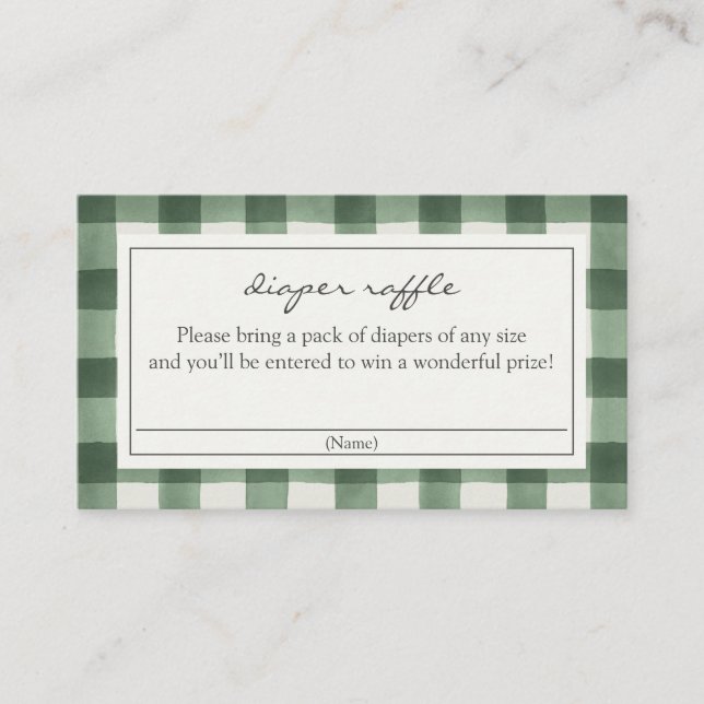 Green Buffalo Kariert Diaper Raffle Begleitkarte (Vorderseite)
