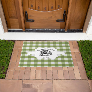 Green Buffalo Kariert Farm Pig Doormat Fußmatte