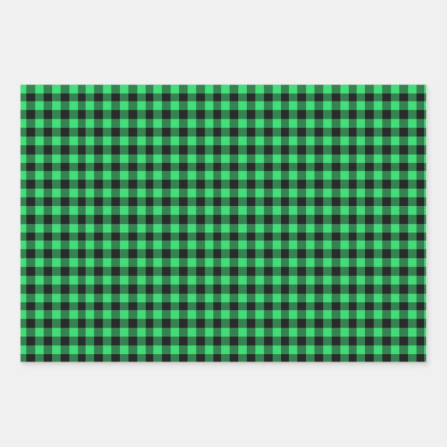 Green Buffalo Kariert Geschenkpapier Set (Vorderseite)