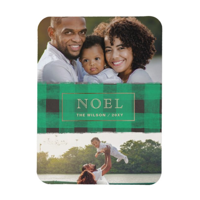 Green Buffalo Kariert Gold Frame WEIHNACHTEN Mehrf Magnet (Vertikal)