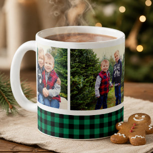 Green Buffalo Kariert Holiday Foto Collage Kaffeetasse