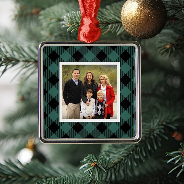 Green Buffalo Kariert Holiday Foto Ornament Aus Metall (Von Creator hochgeladen)