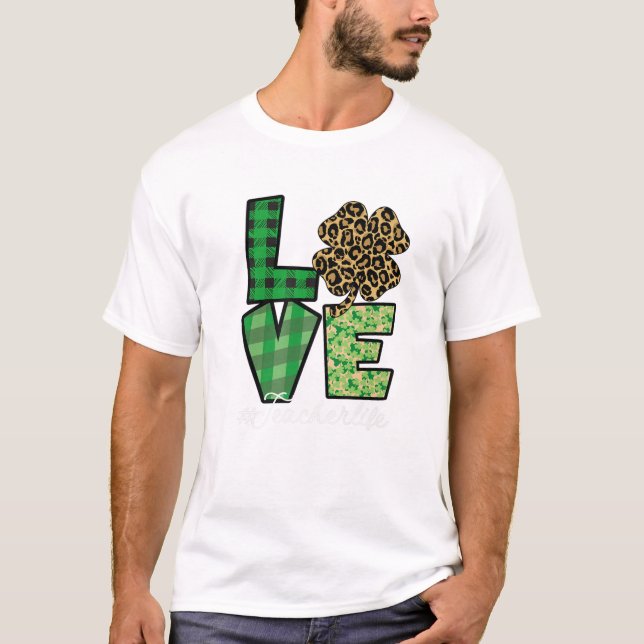 Green Buffalo Kariert Leopard Kleeblatt Truck St.  T-Shirt (Vorderseite)