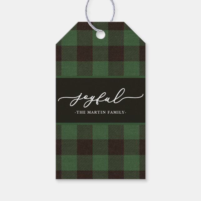 Green Buffalo Kariert mit fröhlichen Weihnachtskri Geschenkanhänger (Vorderseite)