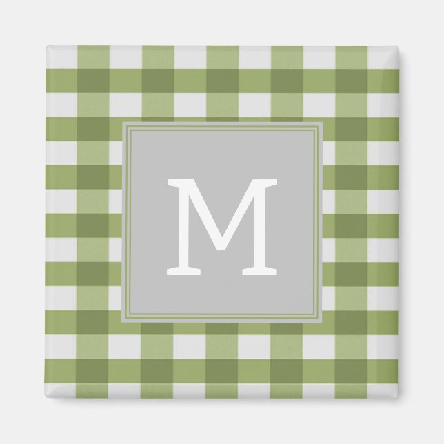 Green Buffalo Kariert Monogram Magnet (Vorne)