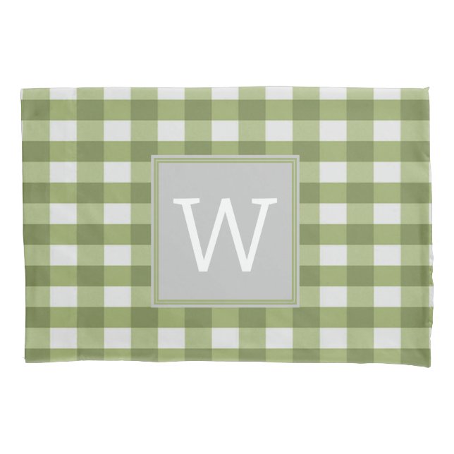 Green Buffalo Kariert Monogram Pillowcase Kissenbezug (Vorderseite)