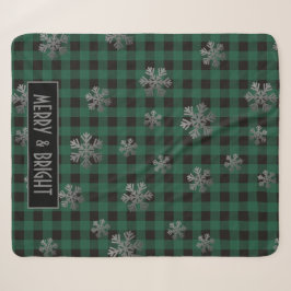 Green Buffalo Kariert und Glitzer Schneeflocken Sherpadecke