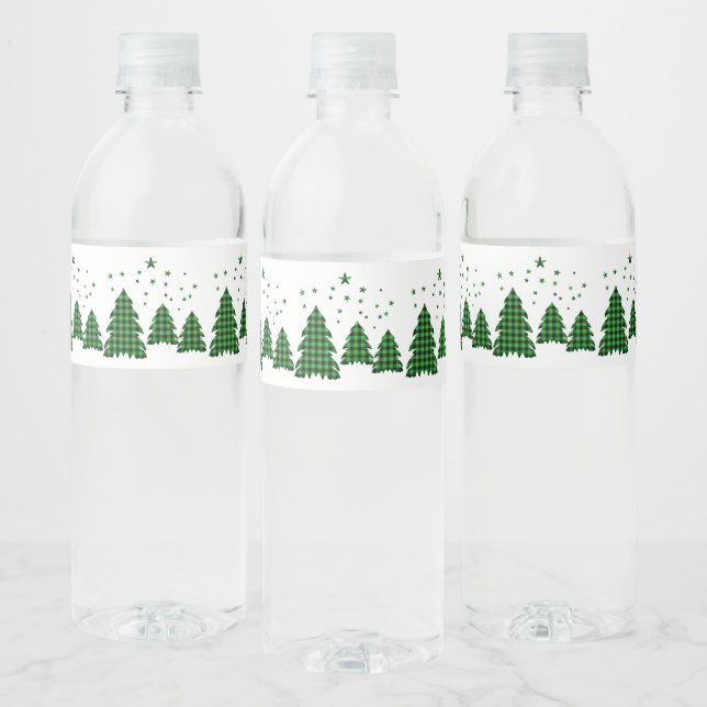 Green Buffalo Kariert XMAS Tree Water Flasche Labe (Flaschen)