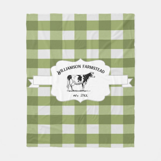 Green Buffalo Karierte Farm Kuh Fleece Blanken (Vorderseite)